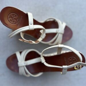 TORY BURCH white leather sandals